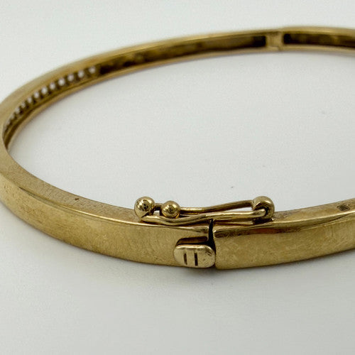 Vintage 9ct Yellow Gold CZ Bangle PG2