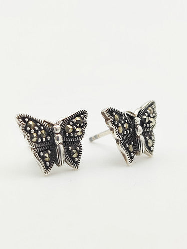 Vintage 925 Sterling Silver Butterfly Stud Earrings PAT25
