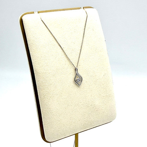 Vintage 9ct White Gold CZ Necklace PG90