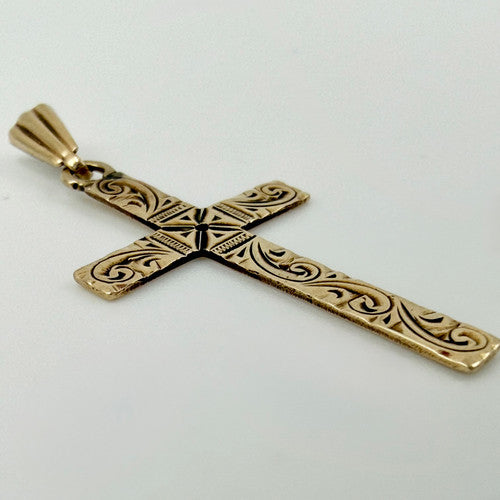 Vintage 9ct Yellow Gold Cross Pendant PG7