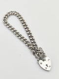 Vintage 925 Sterling Silver Curb Link Padlock Bracelet Bracelets-12