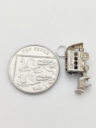 Vintage 925 Sterling Silver CHIM Horse Drawn Bus Charm CA16-13
