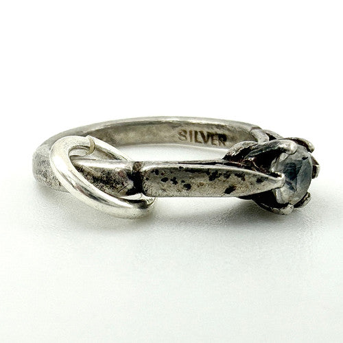 Vintage 925 Sterling Silver Solitaire Ring Charm CA16-12