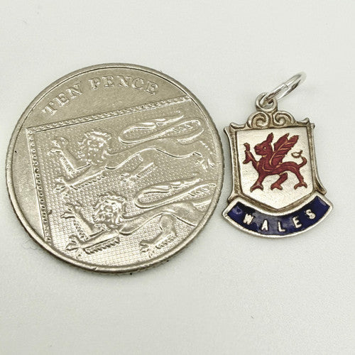Vintage 925 Sterling Silver Wales Travel Charm CA25-17