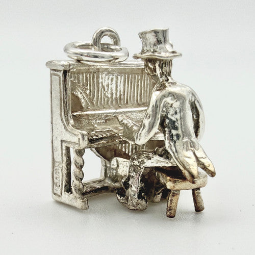Vintage 925 Sterling Silver Articulated Pianist Charm CA24-43