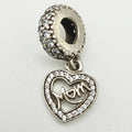 Vintage 925 Sterling Silver Mom Heart Charm CA22-26