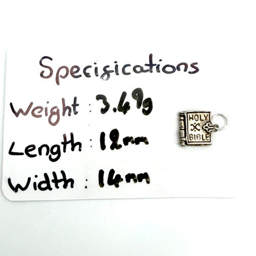 Vintage 925 Sterling Silver Holy Bible Charm CA27-36