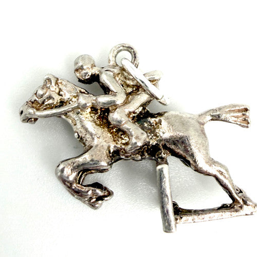 Vintage 925 Sterling Silver Horse Racing Jockey Charm CA27-16