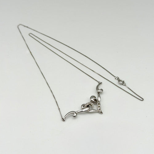 Vintage 9ct White Gold Heart Necklace PG70