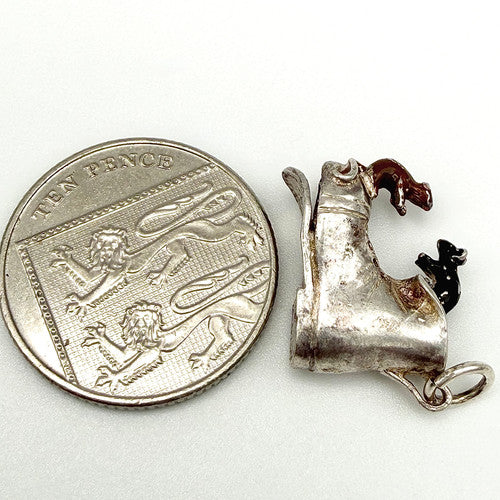 Vintage 925 Sterling Silver Mice in Boot Charm CA26-40