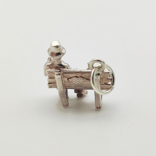 Vintage 925 Sterling Silver Drunk Man on Bench Charm CA19-27