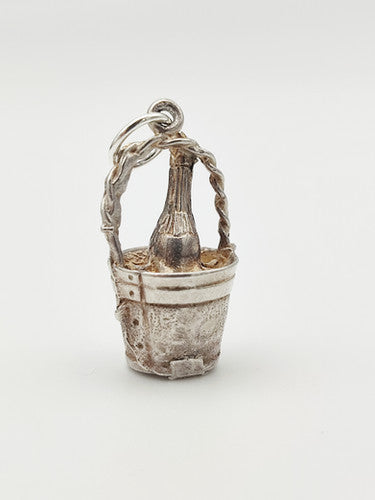 Vintage 925 Sterling Silver Champagne Bucket Charm CA15-11