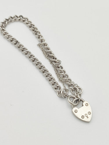 Vintage 925 Sterling Silver Curb Link Bracelet Bracelets-30