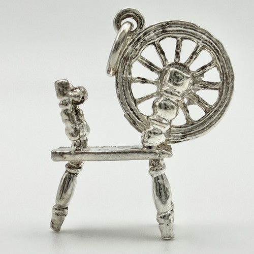 Vintage 925 Sterling Silver Spinning Wheel Charm CA24-77