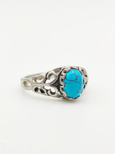Vintage 925 Sterling Silver Turquoise Cabochon Ring PAT8