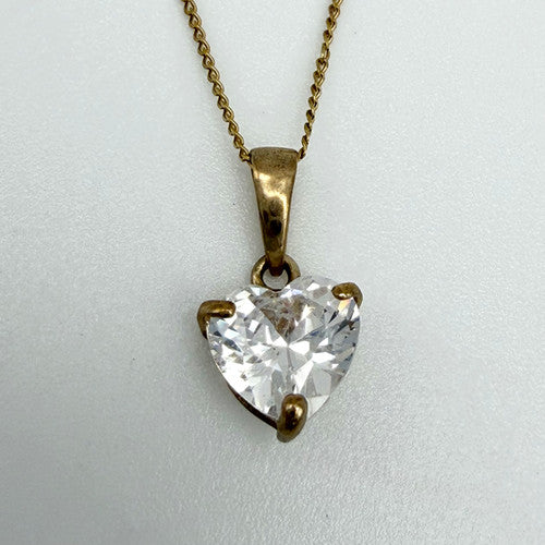 Vintage 9ct Yellow Gold CZ Necklace PG82