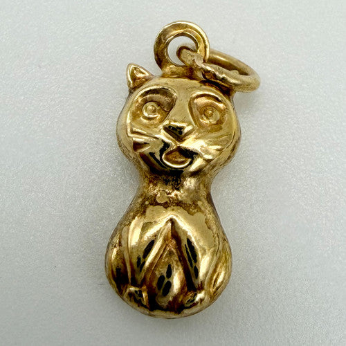 Vintage 9ct Yellow Gold Cat Charm PG48