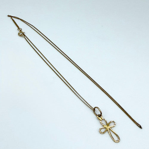 Vintage 9ct Yellow Gold Cross Necklace PG75