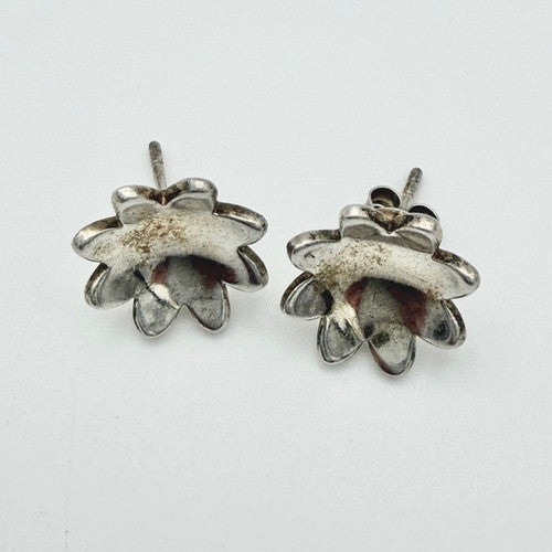 Vintage 925 Sterling Silver Flower Stud Earrings PAT138