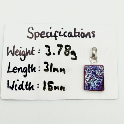 Vintage 925 Sterling Silver Dichroic Glass Pendant PAT116