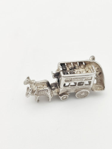Vintage 925 Sterling Silver CHIM Horse Drawn Bus Charm CA16-13