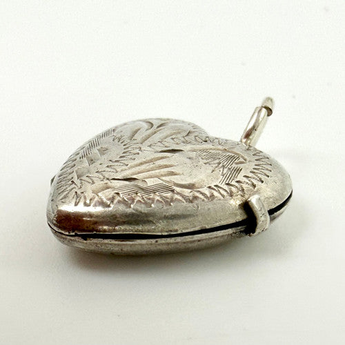 Vintage 925 Sterling Silver Heart Locket Charm CA28-47