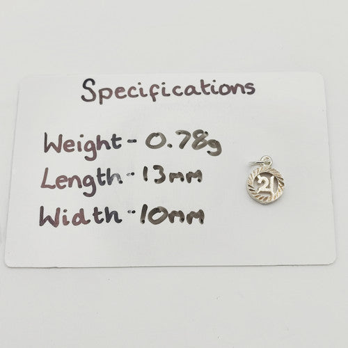 Vintage 925 Sterling Silver 21 Charm CA19-19