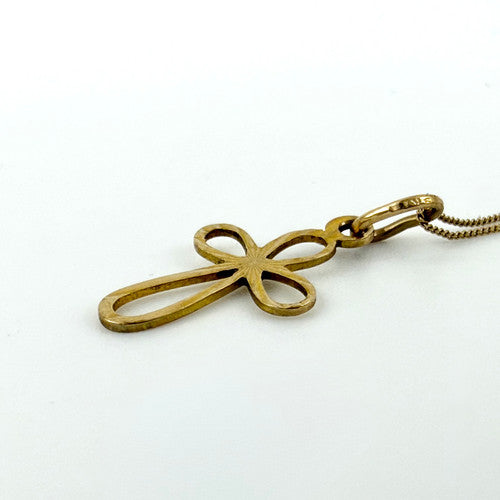 Vintage 9ct Yellow Gold Cross Necklace PG75