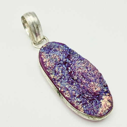 Vintage 925 Sterling Silver Dichroic Glass Pendant PAT120