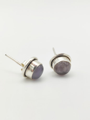 Vintage 925 Sterling Silver Amethyst Stud Earrings PAT28