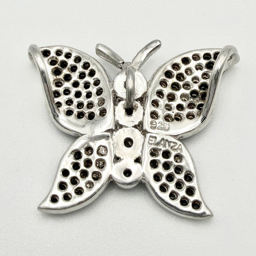 Vintage 925 Sterling Silver Black Stone Butterfly Pendant Charm PAT111