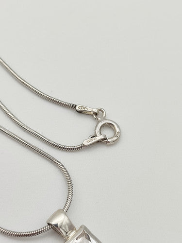 Vintage 925 Sterling Silver CZ Pendant Necklace PAT63