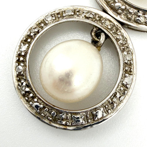 Vintage 9ct White Gold Pearl Pendant PG33