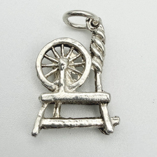 Vintage 925 Sterling Silver Spinning Wheel Charm CA22-27