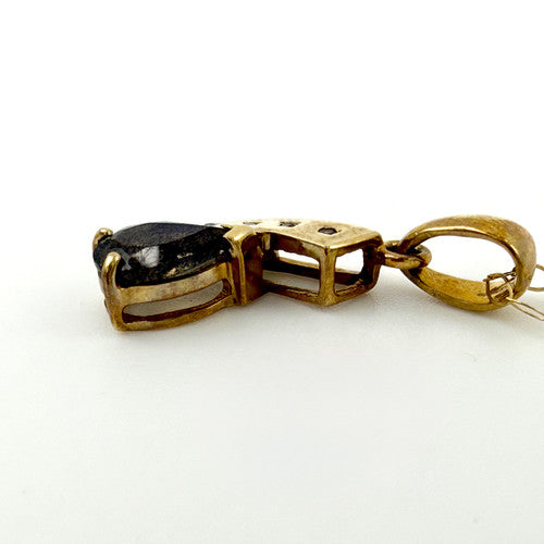 Vintage 9ct Yellow Gold Diamond & Labradorite Necklace PG61