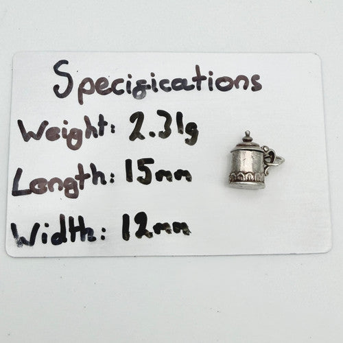Vintage 925 Sterling Silver Tankard Charm CA23-6