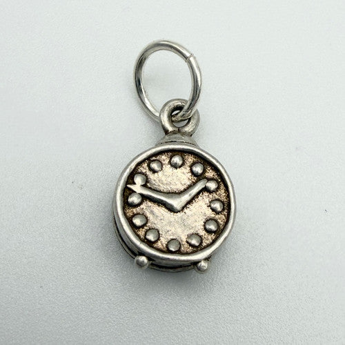 Vintage 925 Sterling Silver Clock Charm CA19-72