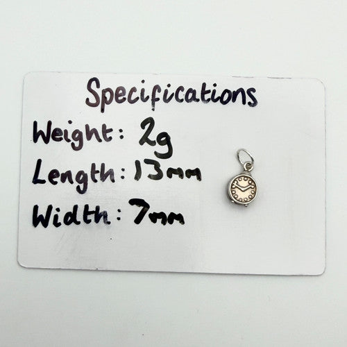 Vintage 925 Sterling Silver Clock Charm CA19-72