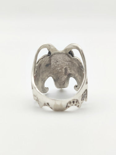 Vintage 925 Sterling Silver Demon Skull Biker Ring PAT3
