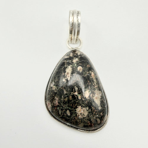 Vintage 925 Sterling Silver Firework Obsidian Pendant PAT122