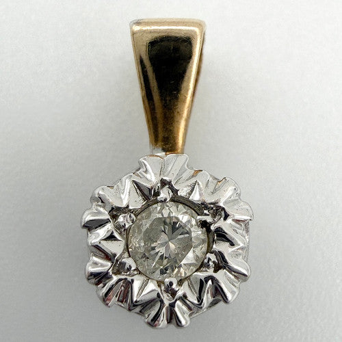Vintage 9ct Yellow & White Gold Diamond Pendant PG9