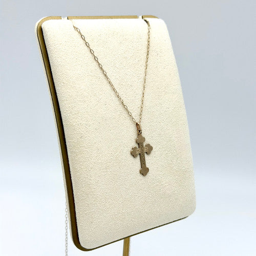 Vintage 9ct Yellow Gold Engraved Cross Necklace PG68