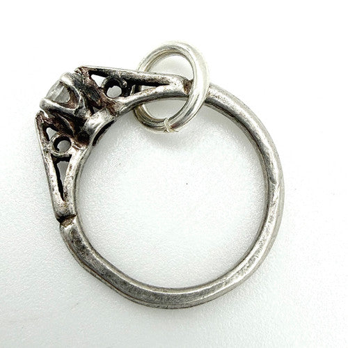 Vintage 925 Sterling Silver Solitaire Ring Charm CA16-12