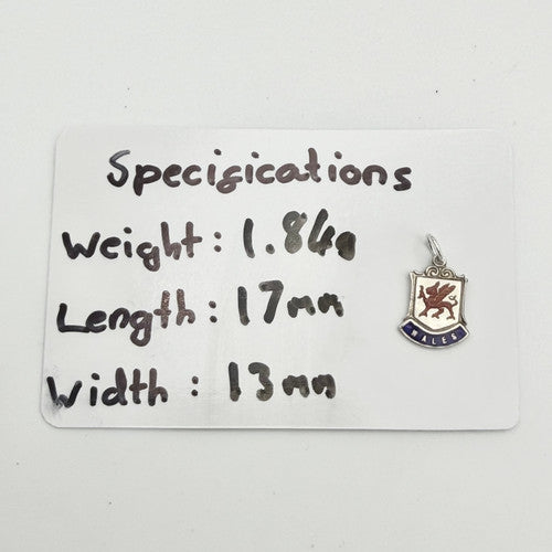 Vintage 925 Sterling Silver Wales Travel Charm CA25-17