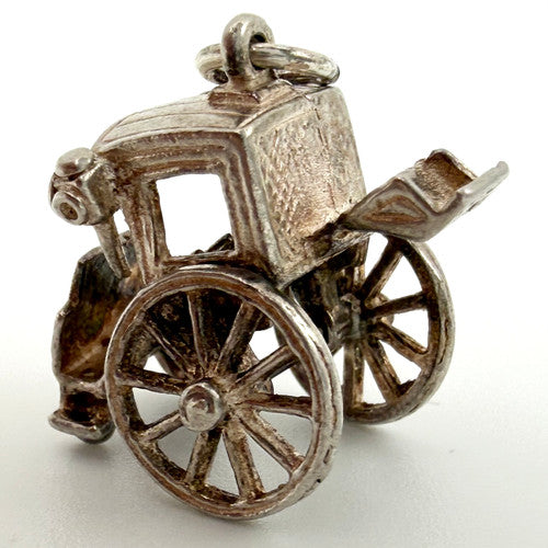 Vintage 925 Sterling Silver Horse Drawn Carriage Charm CA28-35