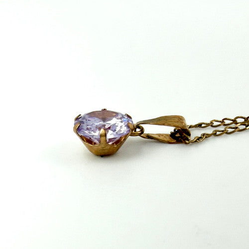 Vintage 9ct Yellow Gold Lilac CZ Necklace PG79
