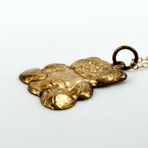 Vintage 9ct Yellow Gold Teddy Bear Necklace PG74