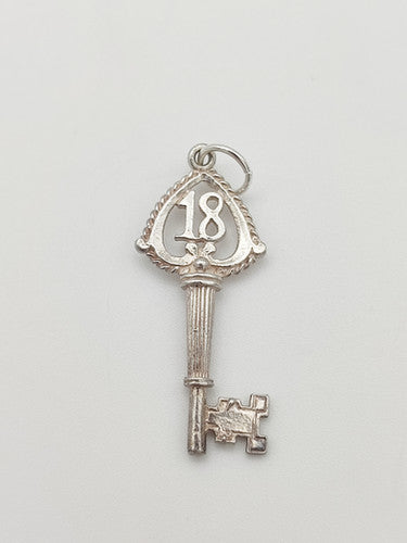 Vintage 925 Sterling Silver 18 Key Charm CA16-4