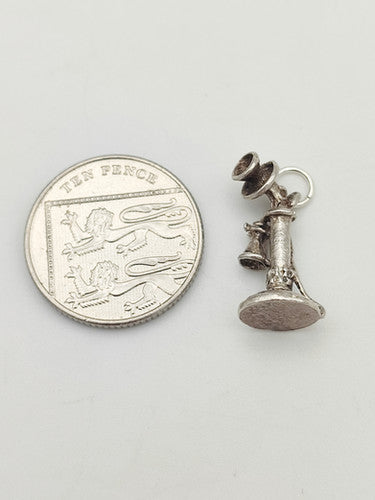 Vintage 925 Sterling Silver Telephone Charm CA15-36