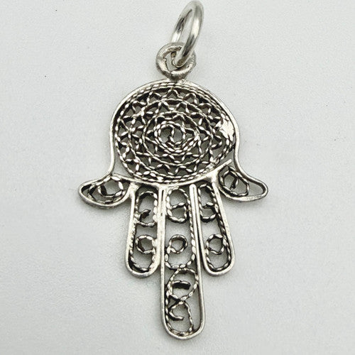 Vintage 925 Sterling Silver Hamza Hand Charm CA23-44